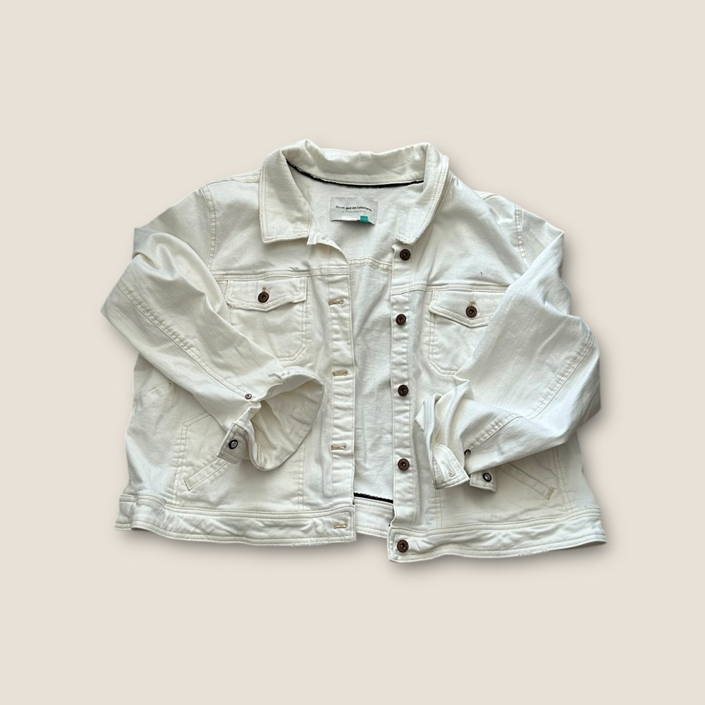 Anthropologie Cropped White Denim Jacket – 3X